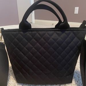 Canvelle Small Crossbody Tote Black Quilted